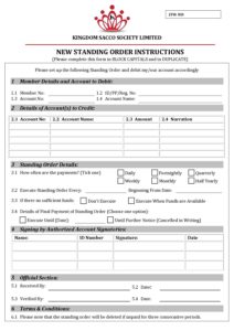 Internal Standing Order Form